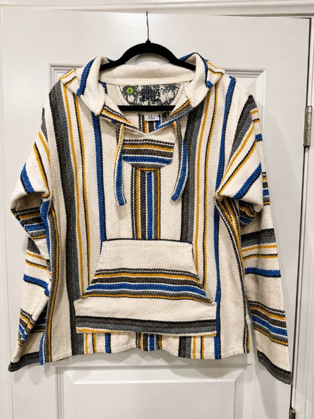Señor Lopez Baja Hoodie Mexican Drug Rug Pullover Striped – Size Small